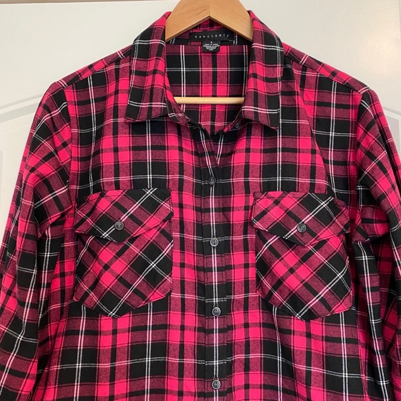 Sanctuary pink & black plaid soft flannel … - Picture 11 of 13